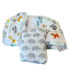 Crib Sheet Bundle Infant Safari Bedding Sheets & Mattress Pad Jungle Animals